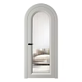 Light Gray Arched Top Swing Door With Ribbed Glass And Black Handle Interior View