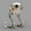 Large Smart Machine Featuring Mechanical Legs Camera Lens And Small Robot 3d model