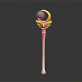 Magic Wand Featuring Pink Spherical Top Yellow Wing Decorations and Gradient Pink White Handle 3d model