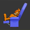 Garfield The Lazy Cat Sitting Relaxed On Blue Armchair With Orange Fur