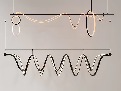 Modern Minimalist Pendant Lights With Wavy Black And Beige Hanging Structure 3d model