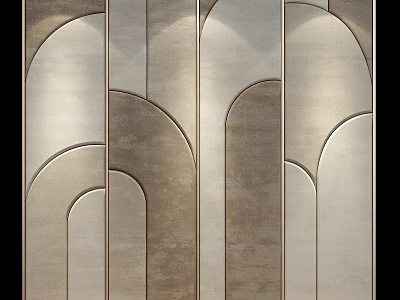 Modern Decorative Wall Design With Geometric Arched Shapes Beige And Light Brown Stone Texture 3d model
