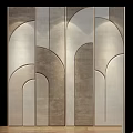 Modern Decorative Wall Design With Geometric Arched Shapes Beige And Light Brown Stone Texture