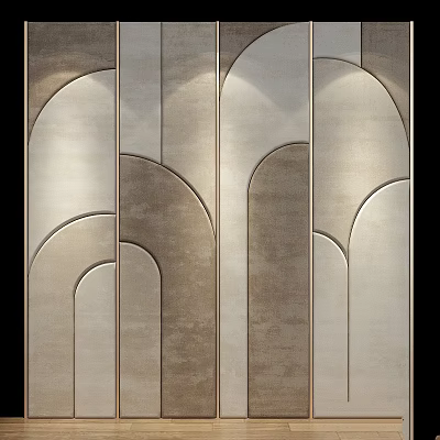 Modern Decorative Wall Design With Geometric Arched Shapes Beige And Light Brown Stone Texture 3d model