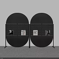 Modern Black Circular Room Divider With Double Panel Magazine 3d model