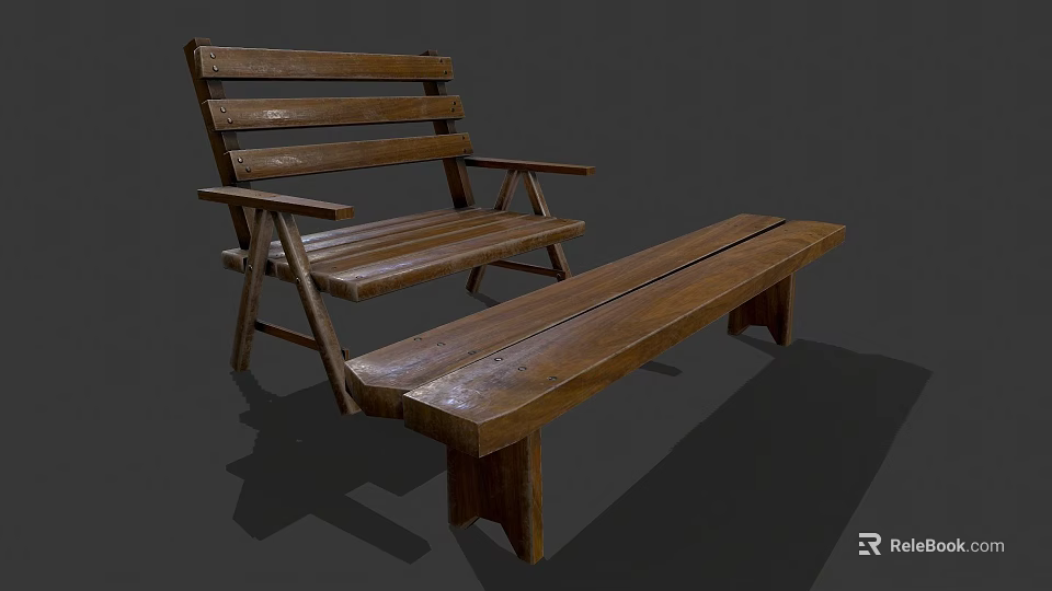 Natural Wooden Table and Chair Set with Simple Design for Home Living Space 3d model 