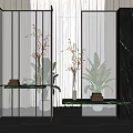 Modern partition porch glass partition screen 3d model