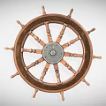 Vintage Wooden Ship Wheel Decorative Ornament Set With Metal Accents For Home Decor