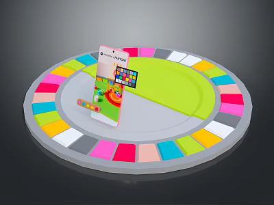 Circular Computer Interactive Device With Colorful Sections Green Center And Display Interface 3d model