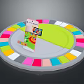 Circular Computer Interactive Device With Colorful Sections Green Center And Display Interface 3d model