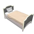 Simple Single Bed Design With Dark Headboard Light Sheet And Pillow 3d model