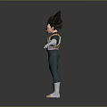 3D Anime Character Model Of Saiyan Warrior With Spiky Black Hair And Green Battle Suit