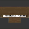 Classic Wooden Piano with Art Supplies on Matching Stool for Creative Music and Painting