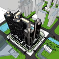 Modern High Rise Residential Building With Vertical Greenery And Glass Facade In Urban Area