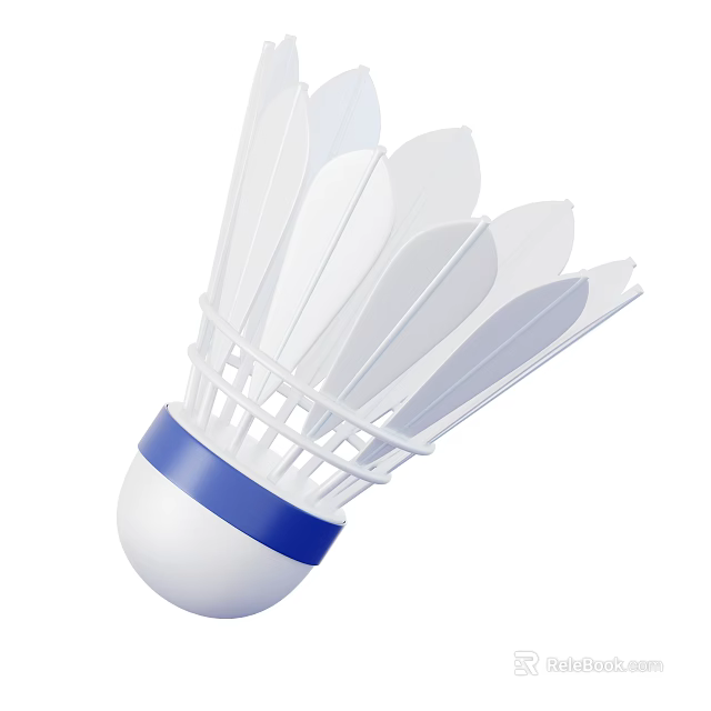 Professional Badminton Shuttlecock Sports Equipment With White Feathers Blue Band Rubber Base 3d model 