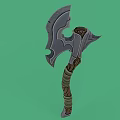 Technology Exhibition Hall Showcasing 3D Axe Model With Wooden Handle And Metal Blade