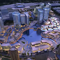 Urban Commercial Aerial View Planning With Surrounding Waterfront And Modern Buildings