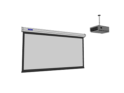 High Quality Projection Monitoring Solution Featuring Projection Screen And Ceiling Mounted Projector 3d model