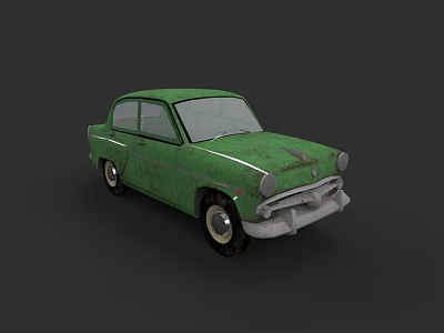 Vintage Green Classic Car With Retro Design And Compact Body 3d model