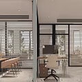Modern Public Office Area Interior With Work Desks Office Chairs And Storage Cabinets