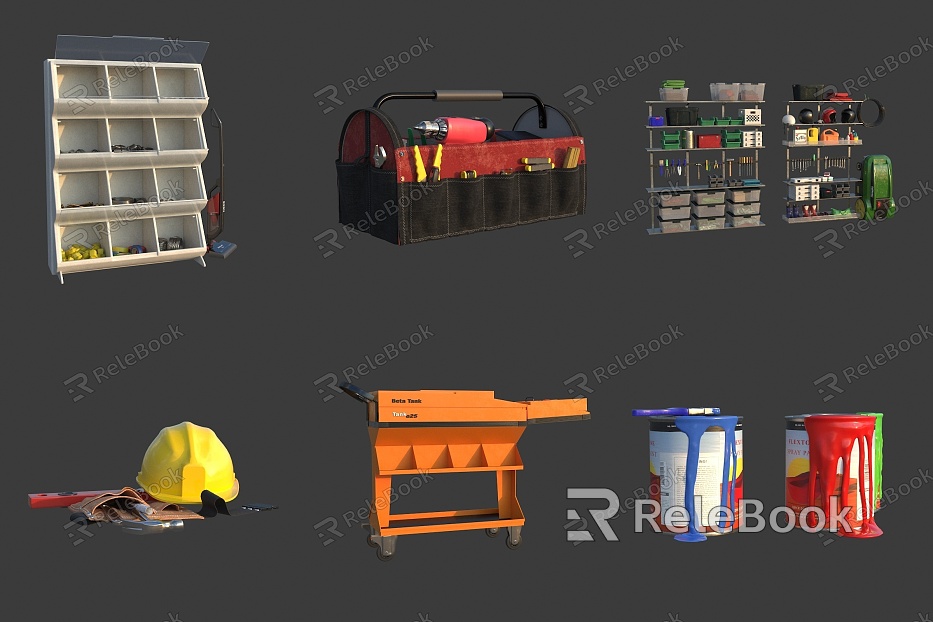 Warehouse Home Tool Rack Garden Home Tool Toolbox Paint Bucket Toolkit Herding Machine Helmet model