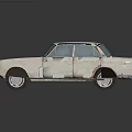 Vintage White Rusty Old Classic Car Exterior With Reflective Black Background
