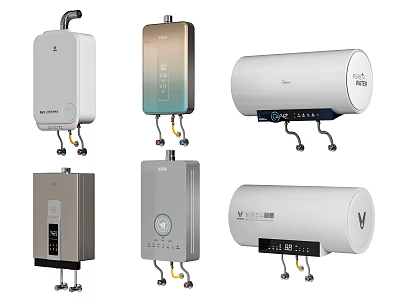 Various Styles Of Water Heaters As Essential Daily Use Appliances 3d model
