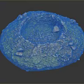 Circular Natural Landscape With Green Moss and Hollow Depression Surrounded By Small Stones