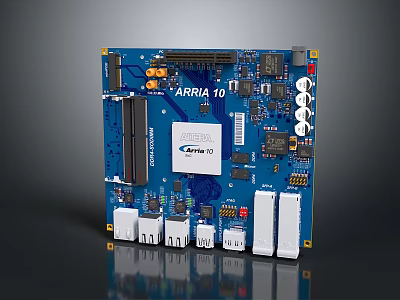 ARIA 10 FPGA Circuit Board With Electronic Components And Development Features 3d model