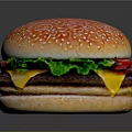 Sesame Bun Burger with Fresh Lettuce Tomato Slice Melted Cheese and Patty on Black Background