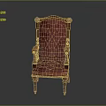 Classic Vintage Armchair With Wooden Carved Frame And Red Tufted Upholstery