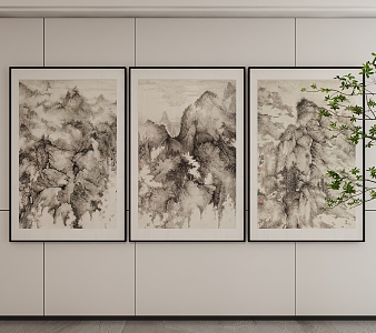 New Chinese Style Decorative Hanging Painting 3d model