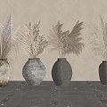 Quiet Reed Vase Flower Art Pottery Pot Dried Flower Ornaments Reed Vase Ornaments 3d model