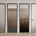 Modern Glass Doors With Black Frames And Various Textured Patterns For Interior 3d model