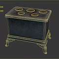 Vintage Green Kitchen Stove Featuring Five Circular Burners White Top And Four Legs