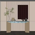 Light Luxury End View Table Metal Marble End View Strip Case 3d model