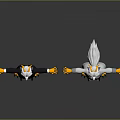 Anthropomorphic Cartoon Characters With Horns Yellow Claws And Black White Costumes