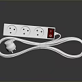 White Power Strip With Multiple Outlets Red Switch And Long Cable For Computer Use