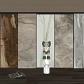 Wall Panels With Various Textures In Interior 3d model