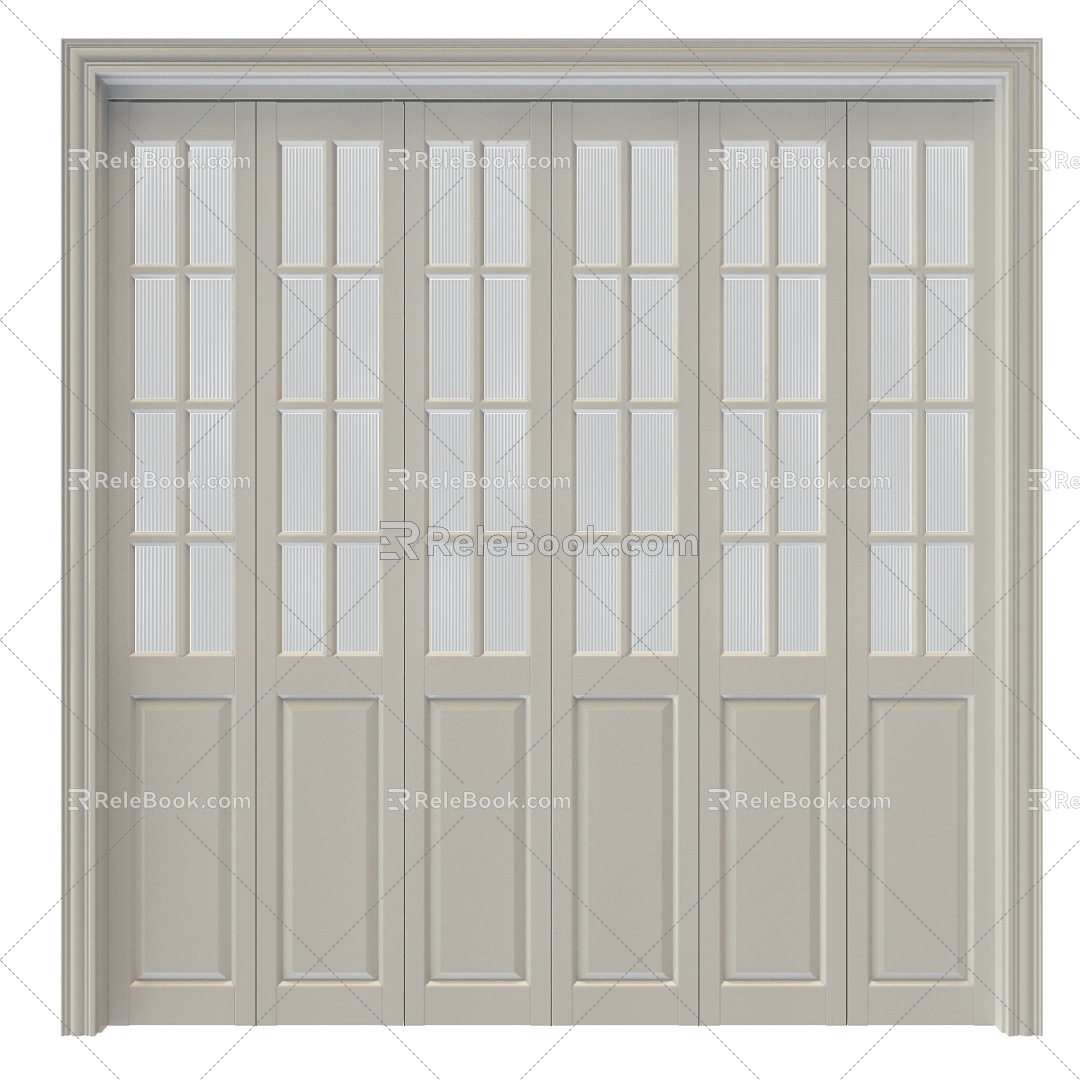 Changhong glass solid wood glass lattice door 3d model