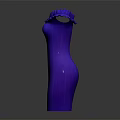 Fashionable Blue Fitted Dress With Ruffled Collar And Elegant Silhouette