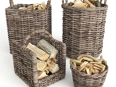 Modern Storage Basket Firewood 3d model