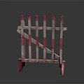 Wooden Construction Barrier With Red And White Stripes For Safety Protection