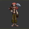 Red Haired Pirate Game And Movie Character Wearing Skull Hat Holding Large Sword