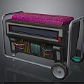 Wheeled Equipment Cart With Pink Padded Top Colorful Cables And Control Panel