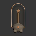 Floor Lamp With Copper Arch Stand Transparent Glass Shade Brown Cylinder Beige Base Small Feet