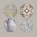Modern Round Rugs Featuring Diverse Patterns Like Geometric Abstract And Marble Textures 3d model