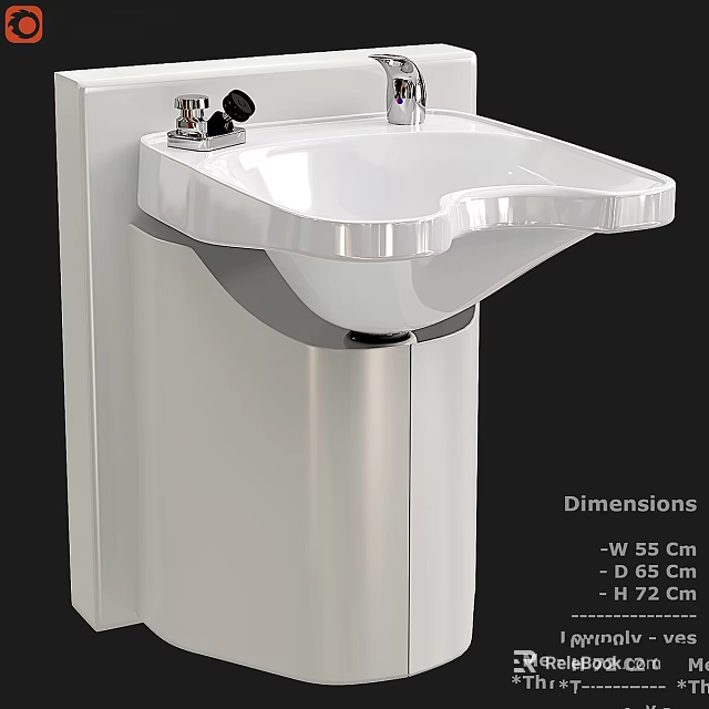 Medical Equipment White Washbasin With Faucet Size W 55 D 65 H 72 Cm 3d model 