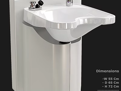 Medical Equipment White Washbasin With Faucet Size W 55 D 65 H 72 Cm 3d model