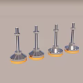 Four Metal Adjustable Feet With Orange Base Screw Design For Stable Support 3d model